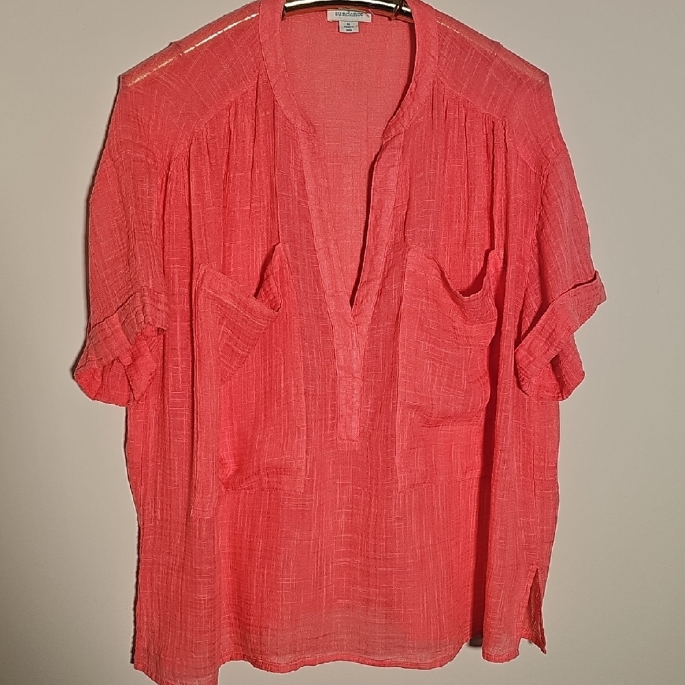 Women's Coral Blouse By Sundance. Cotton‎ Blend. Size Meduim